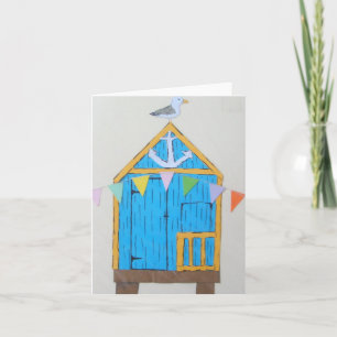 beach hut greetings card