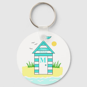 Beach Hut Light Blue Key Ring