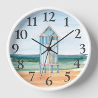 Beach Hut Ocean Watercolor
