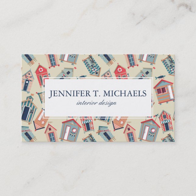 Beach Hut Pattern Business Card (Front)
