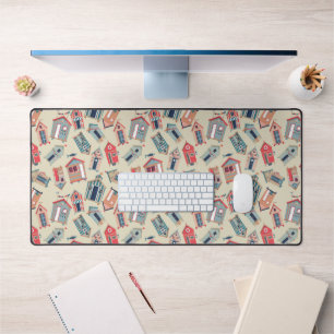 Beach Hut Pattern Desk Mat