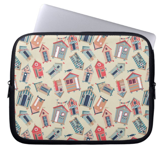 Beach Hut Pattern Laptop Sleeve (Front)