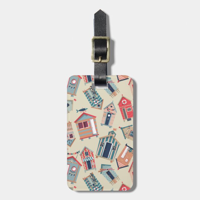 Beach Hut Pattern Luggage Tag (Front Vertical)
