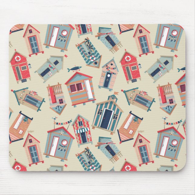 Beach Hut Pattern Mouse Mat (Front)