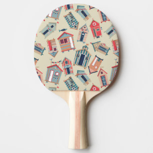 Beach Hut Pattern Ping Pong Paddle