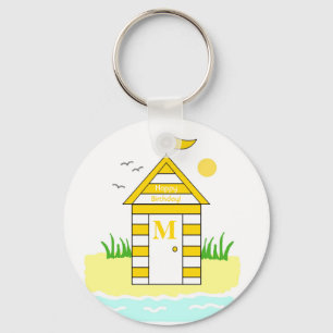 Beach Hut Yellow Key Ring