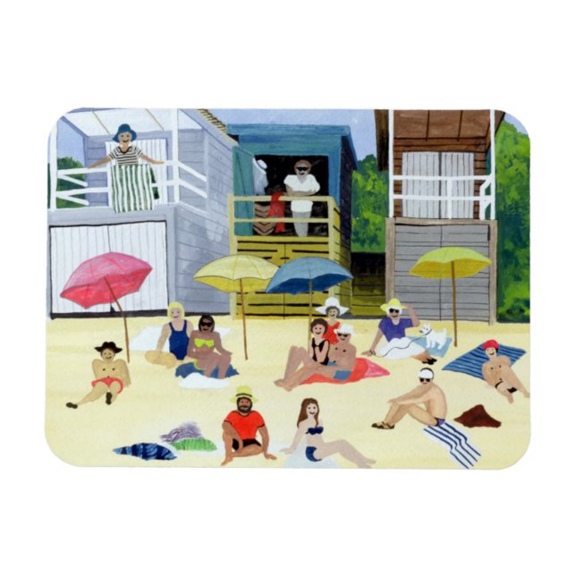 Beach Huts 1991 Magnet (Horizontal)