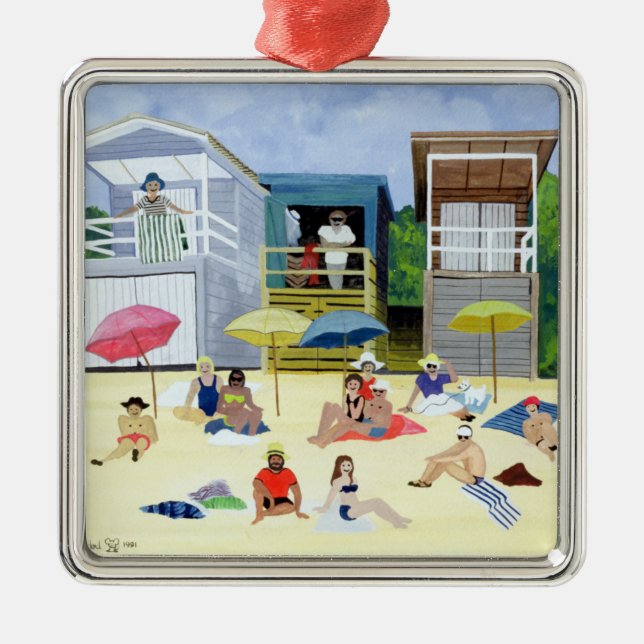 Beach Huts 1991 Metal Tree Decoration (Front)