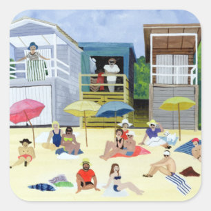 Beach Huts 1991 Square Sticker