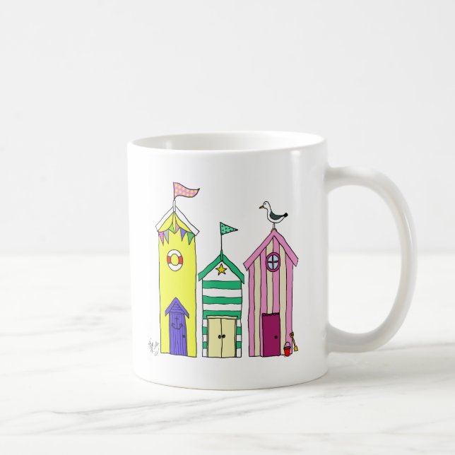Beach Huts 1 Illustration Coffee Mug (Right)