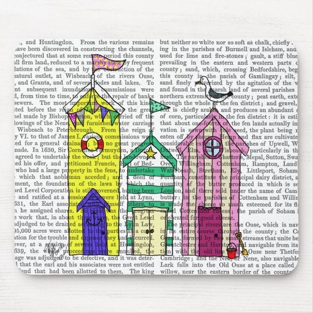 Beach Huts 1 Illustration Mouse Mat (Front)