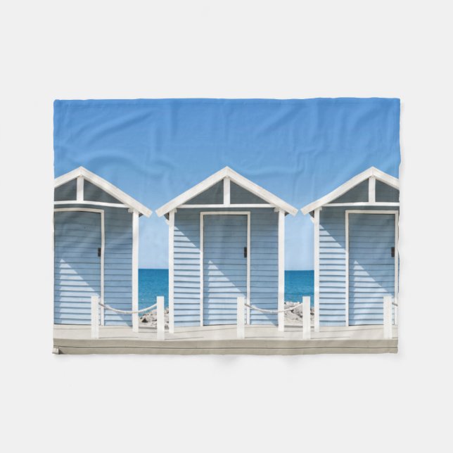 Beach Huts 2 Fleece Blanket (Front (Horizontal))