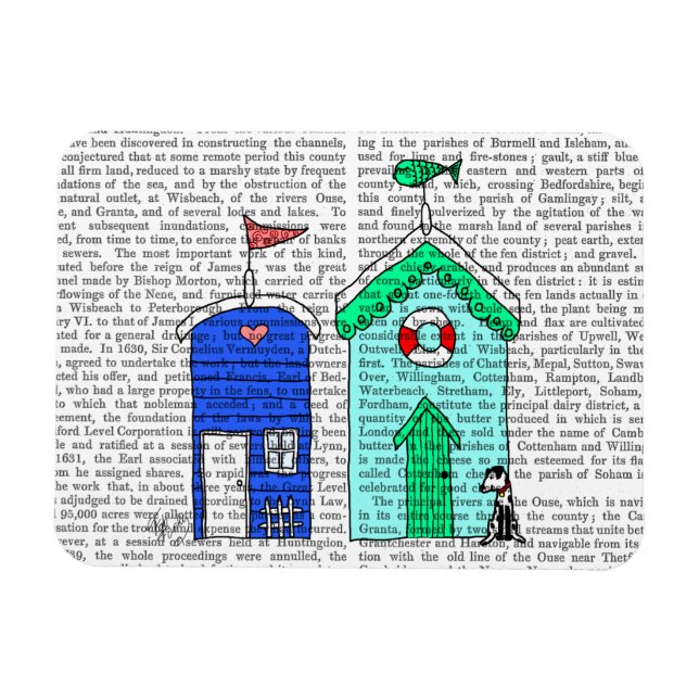 Beach Huts 2 Illustration Magnet (Horizontal)