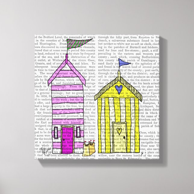 Beach Huts 3 Illustration Canvas Print (Front)