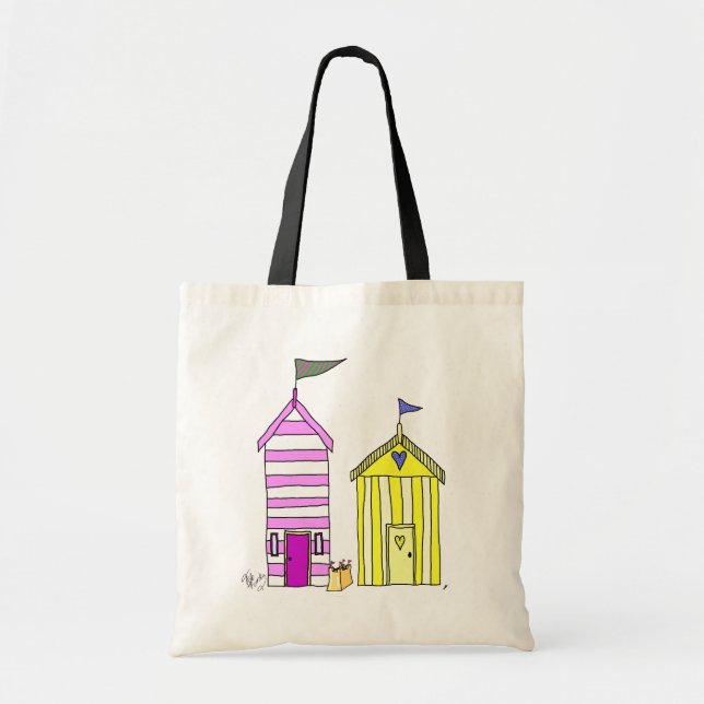 Beach Huts 3 Illustration Tote Bag (Front)