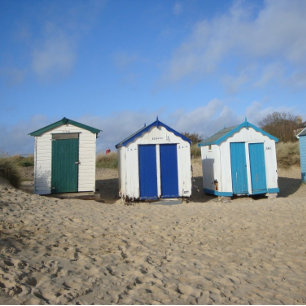 Beach huts and blue skies english seaside photo envelope