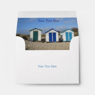 Beach huts and blue skies english seaside photo envelopes