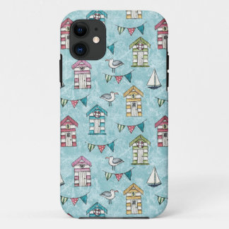 Beach Huts and Gulls Pattern iPhone 11 Case