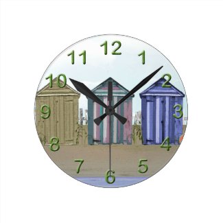 Beach Huts Art Gifts Round Clock