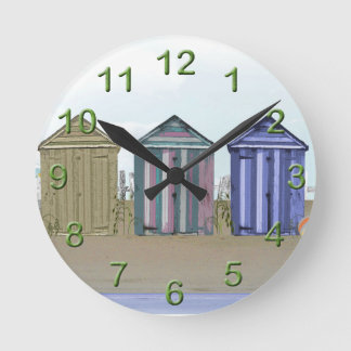 Beach Huts Art Gifts Round Clock