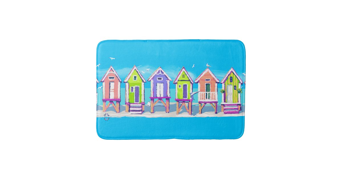 Beach Huts Bath Mat Zazzle