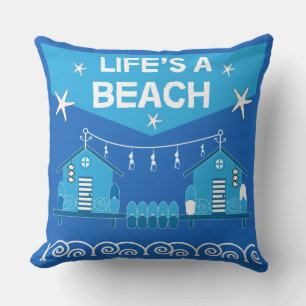 Beach Huts Beach Homes Surfing Sea Wooden Bo Cushion