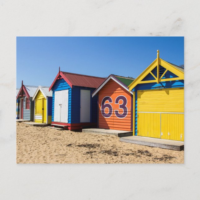 Beach Huts By The Sea Postcard (Front)