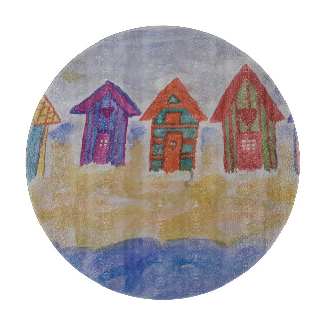 Beach Huts Chopping Board (Front)