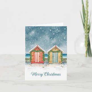 Beach Huts Christmas Card