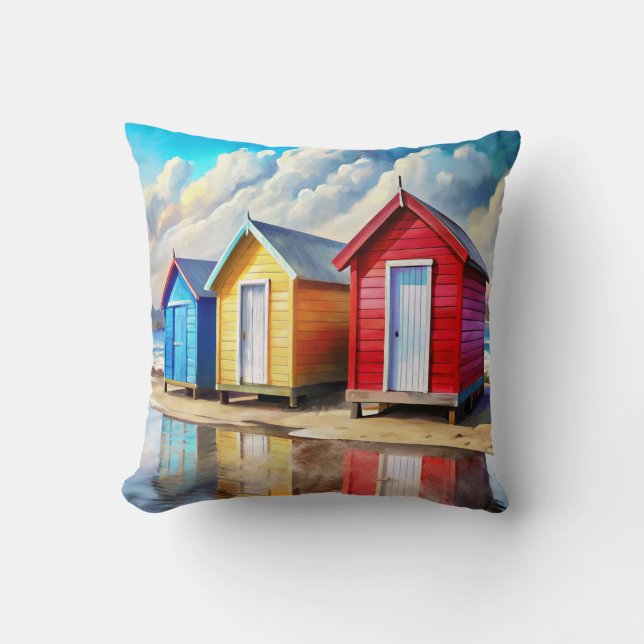 Beach Huts Cushion (Front)
