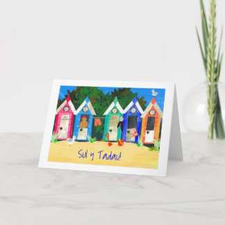 Beach Huts Father's Day Card - Welsh Greeting