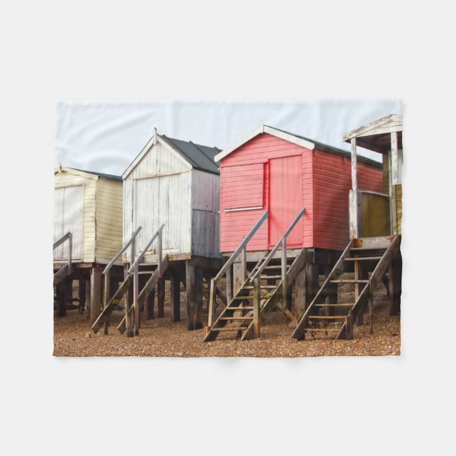 Beach Huts Fleece Blanket (Front (Horizontal))