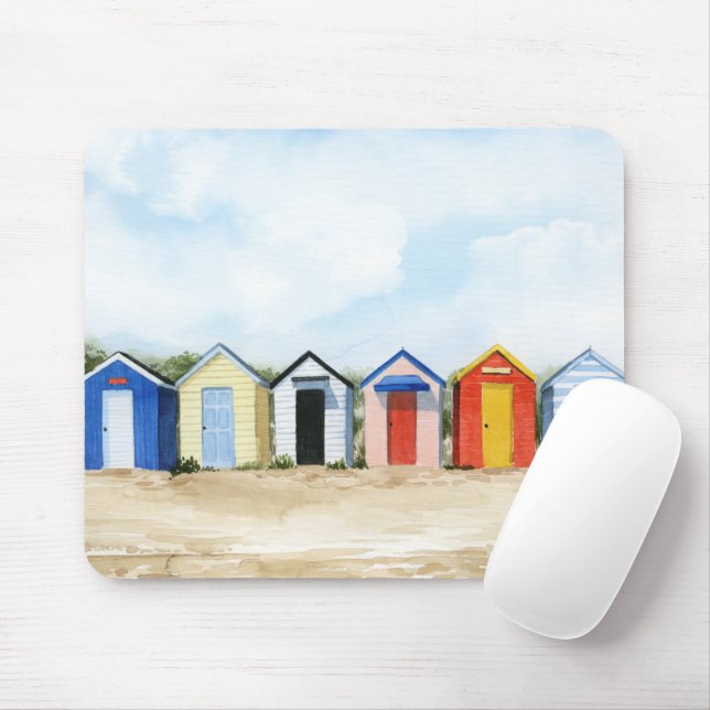 Beach Huts I Mouse Mat (With Mouse)