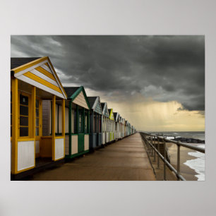 Beach Huts In A Summer Storm   Southwold Poster