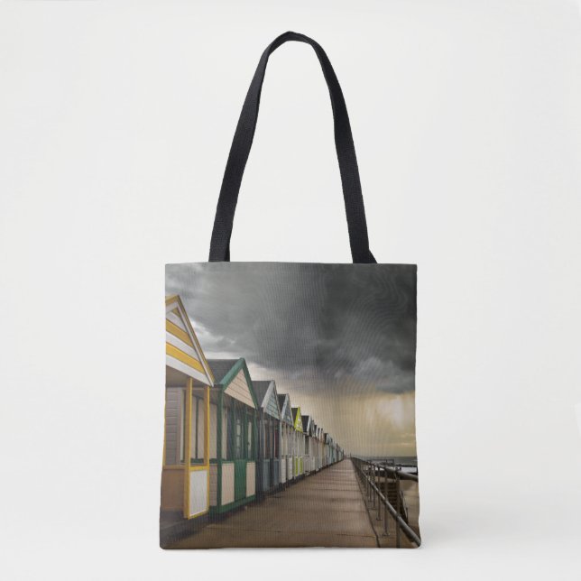 Beach Huts In A Summer Storm | Southwold Tote Bag (Front)