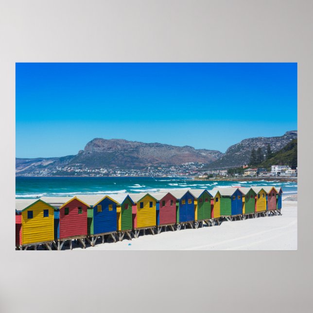 Beach huts in Muizenberg, Cape Town Poster (Front)