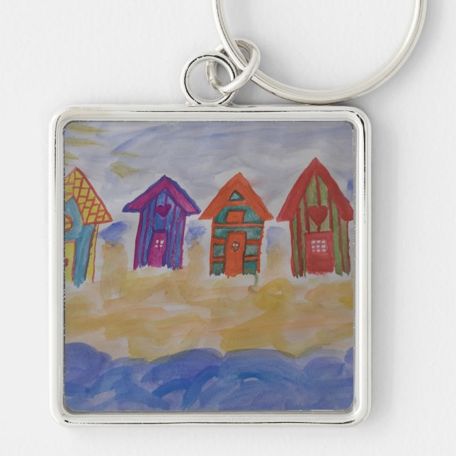 Beach Huts Key Ring (Front)