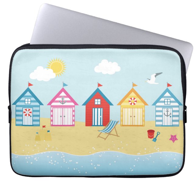 Beach Huts Laptop Sleeve (Front)