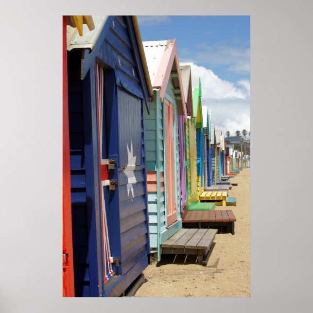 Beach Huts Melbourne Side Poster (Front)