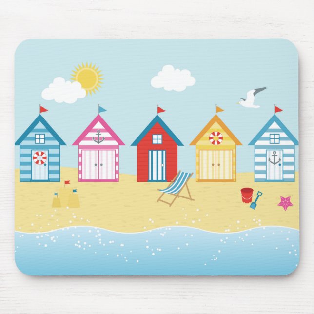 Beach Huts Mouse Mat (Front)