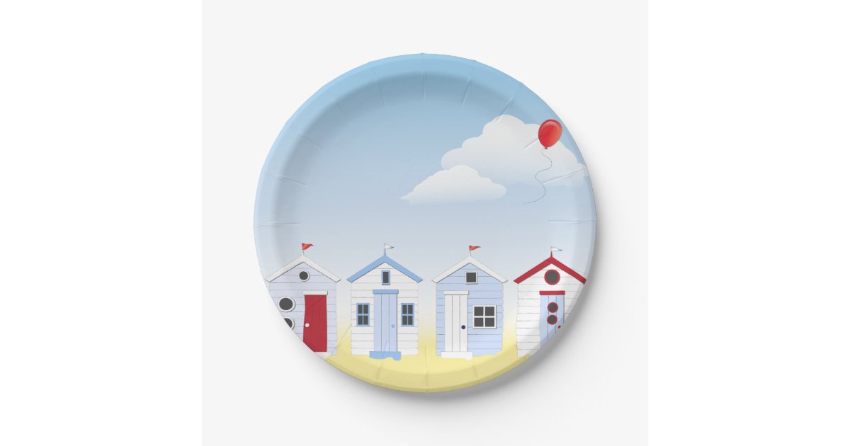 Beach Huts Paper Plates | Zazzle