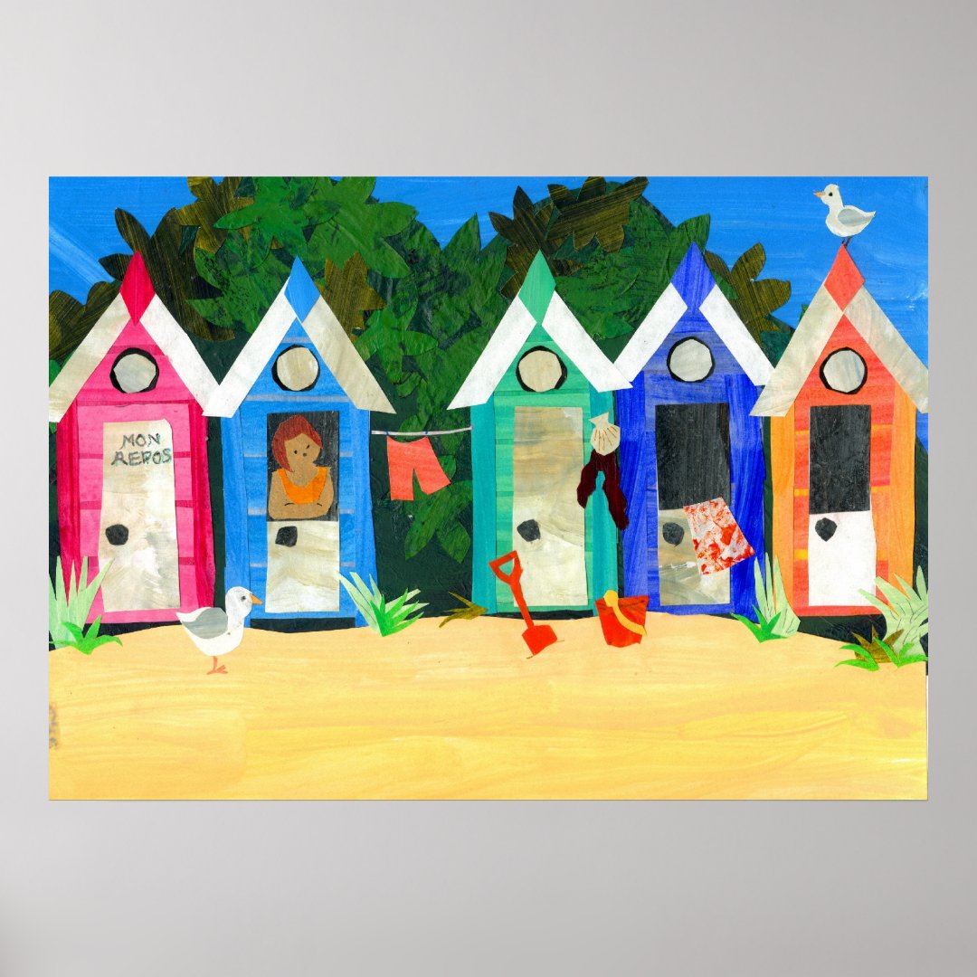 'Beach Huts' Poster Zazzle