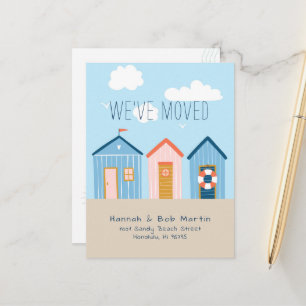 Beach Huts/Sheds Moving Announcement Postcard