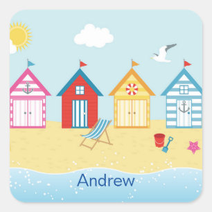 Beach Huts Square Sticker