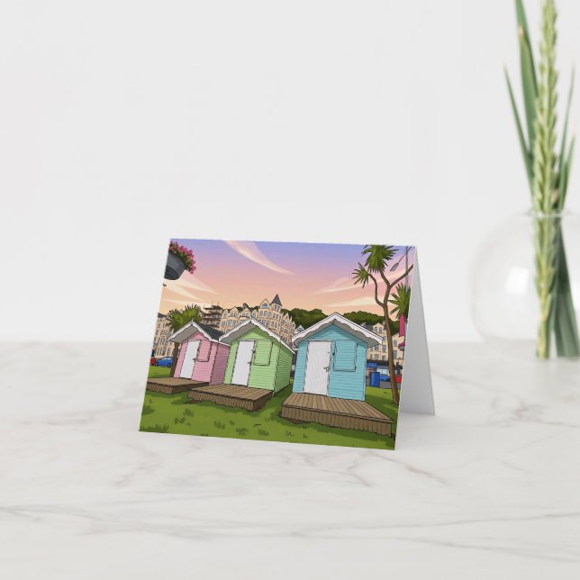 Beach huts view greeting card (Front)
