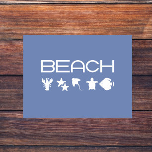 Beach Icons Marine Sea Creatures Monotone Dark Postcard