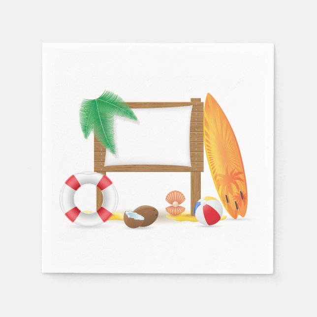 Beach Icons Paper Napkins (Front)