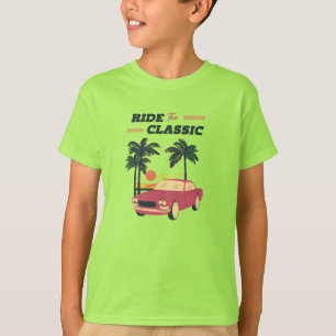Beach Illustration Retro Classic Car T-Shirt