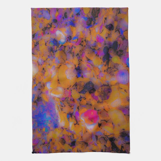 Beach Impression, Rocks and Sea Shells Tea Towel (Vertical)