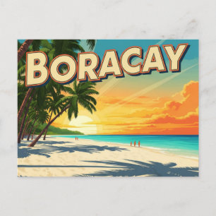 Beach in Boracay Philippines Vintage Postcard